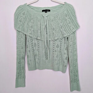 ANTHROPOLOGIE Broadway 38 S Sweater Knit Top Chunky Cable Knit Fisherman Tiered